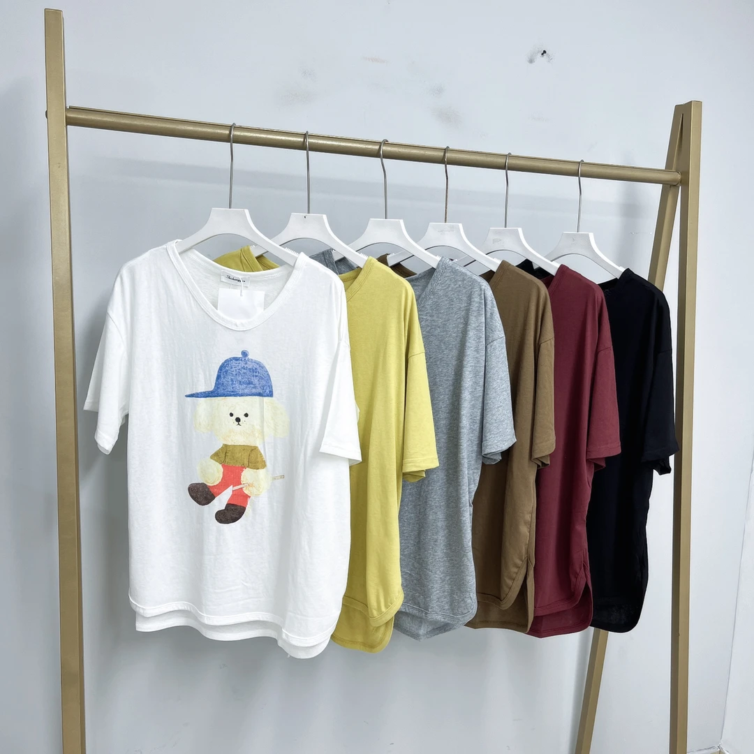 008女装T恤时尚休闲夏季宽松印花圆领韩版衬衫