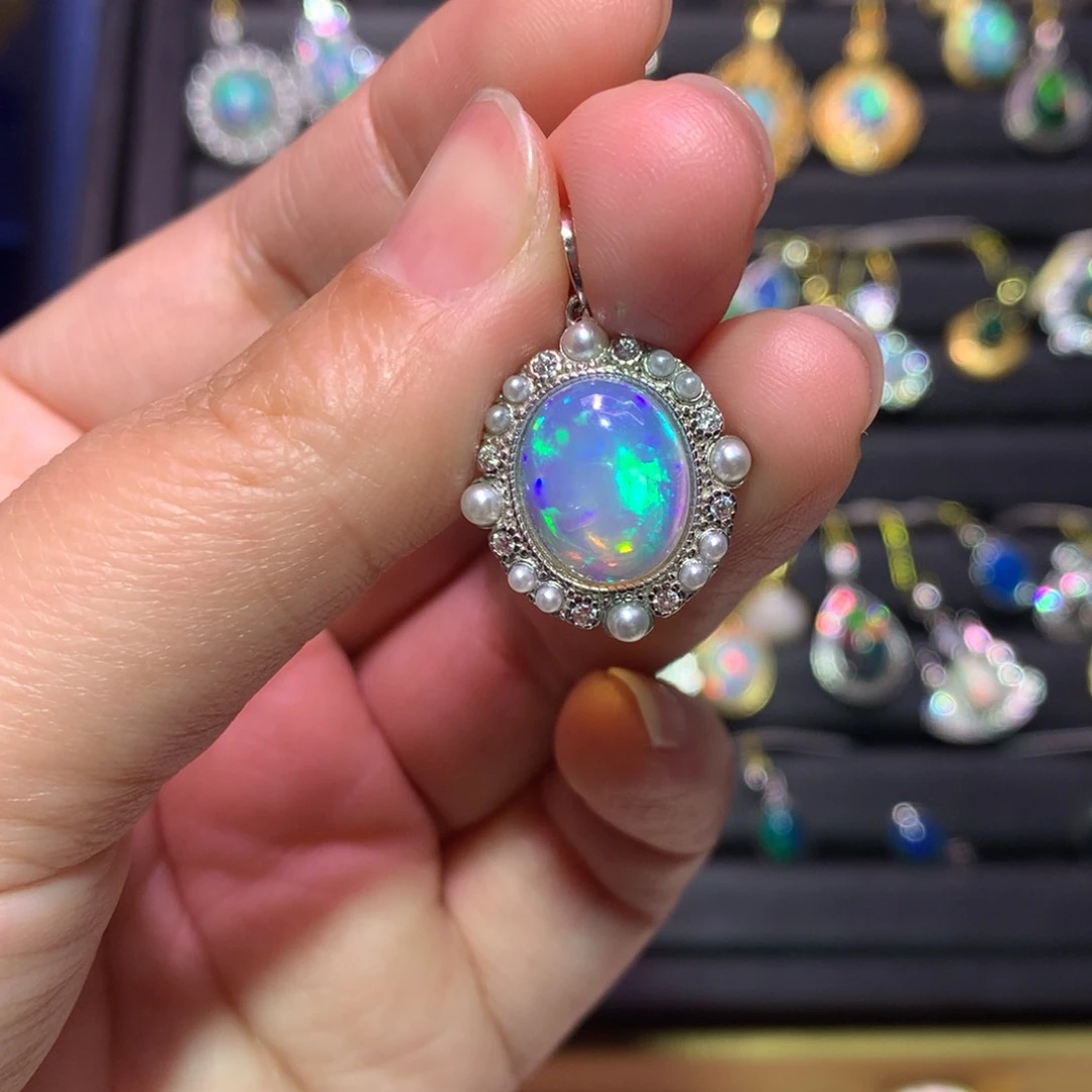 银S925镶嵌欧泊吊坠款式