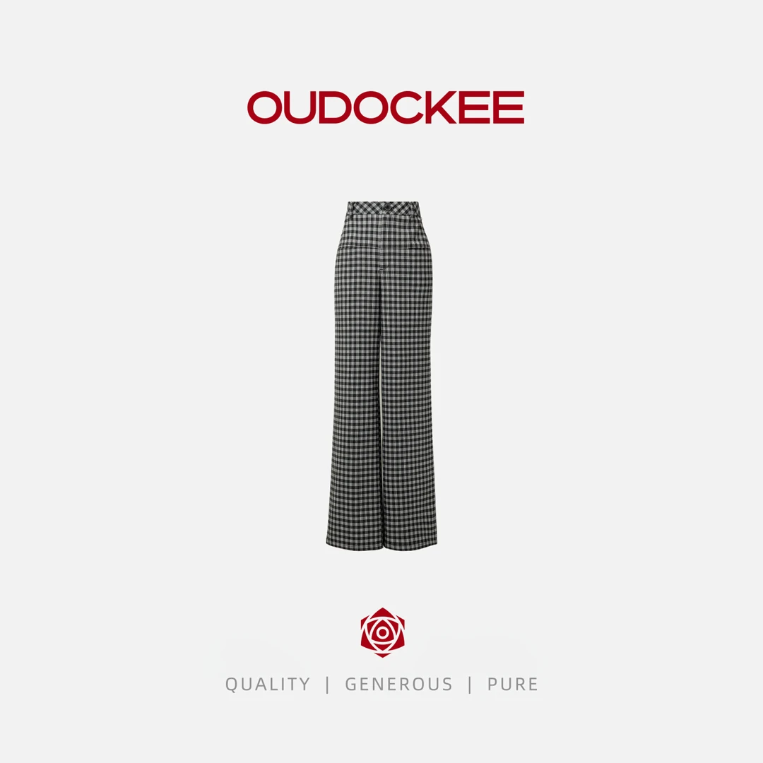 OUDOCKEE 鸥鸥【格子裤】灰格休闲裤舒服百搭宽松 K2502X309T