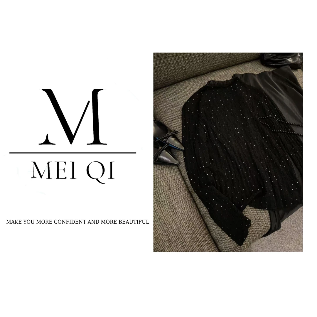 深圳南油白桃美美 网纱满天星点缀精致打底衫时尚高级感上衣A1171