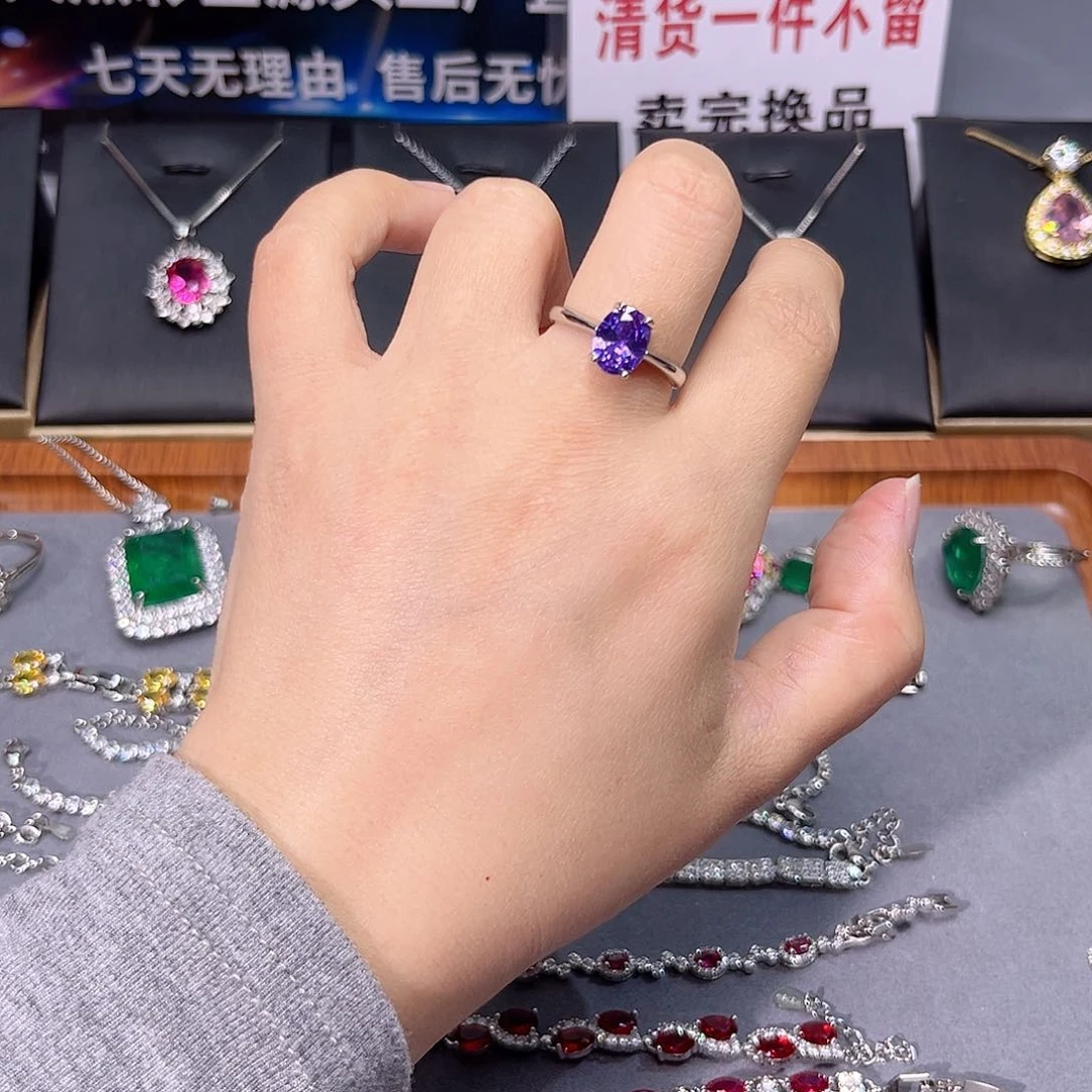 蓝宝石戒指银S925镶嵌n 7