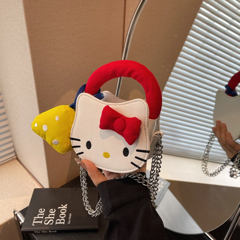 日系可爱猫咪卡通斜挎包百搭时尚儿童女孩公主单肩手拎耳机口红包