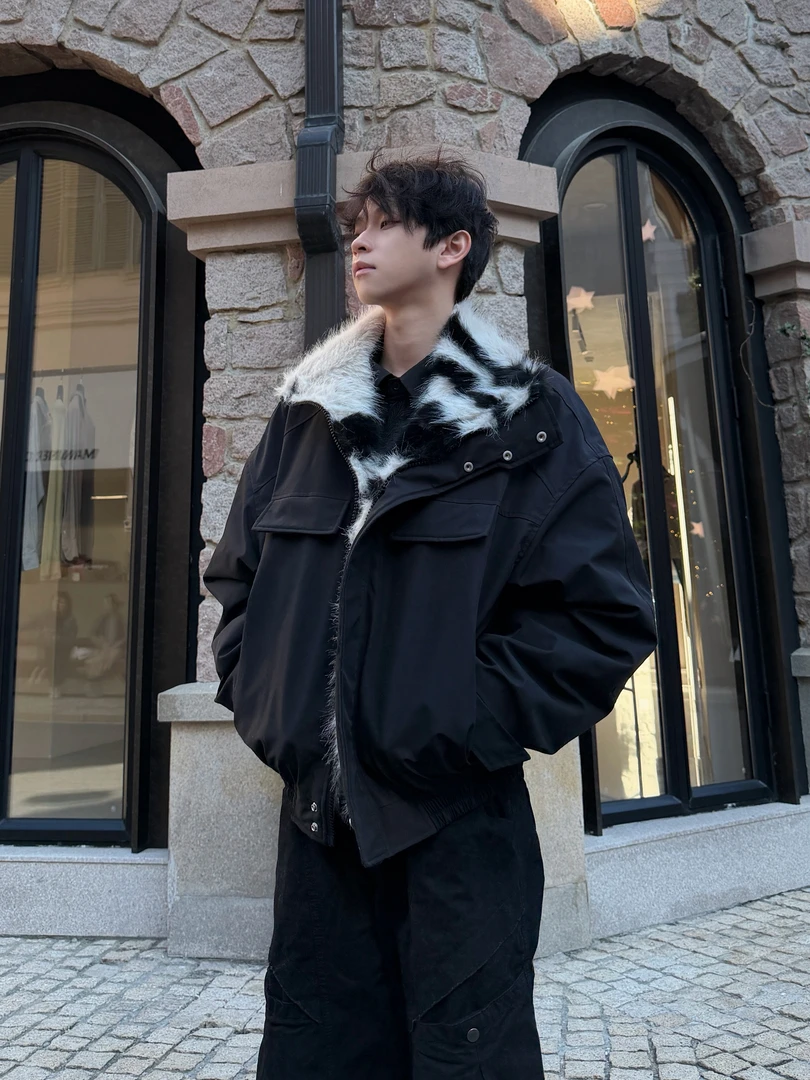 行星世界 美式复古毛领工装棉衣男冬季加厚保暖防风外套