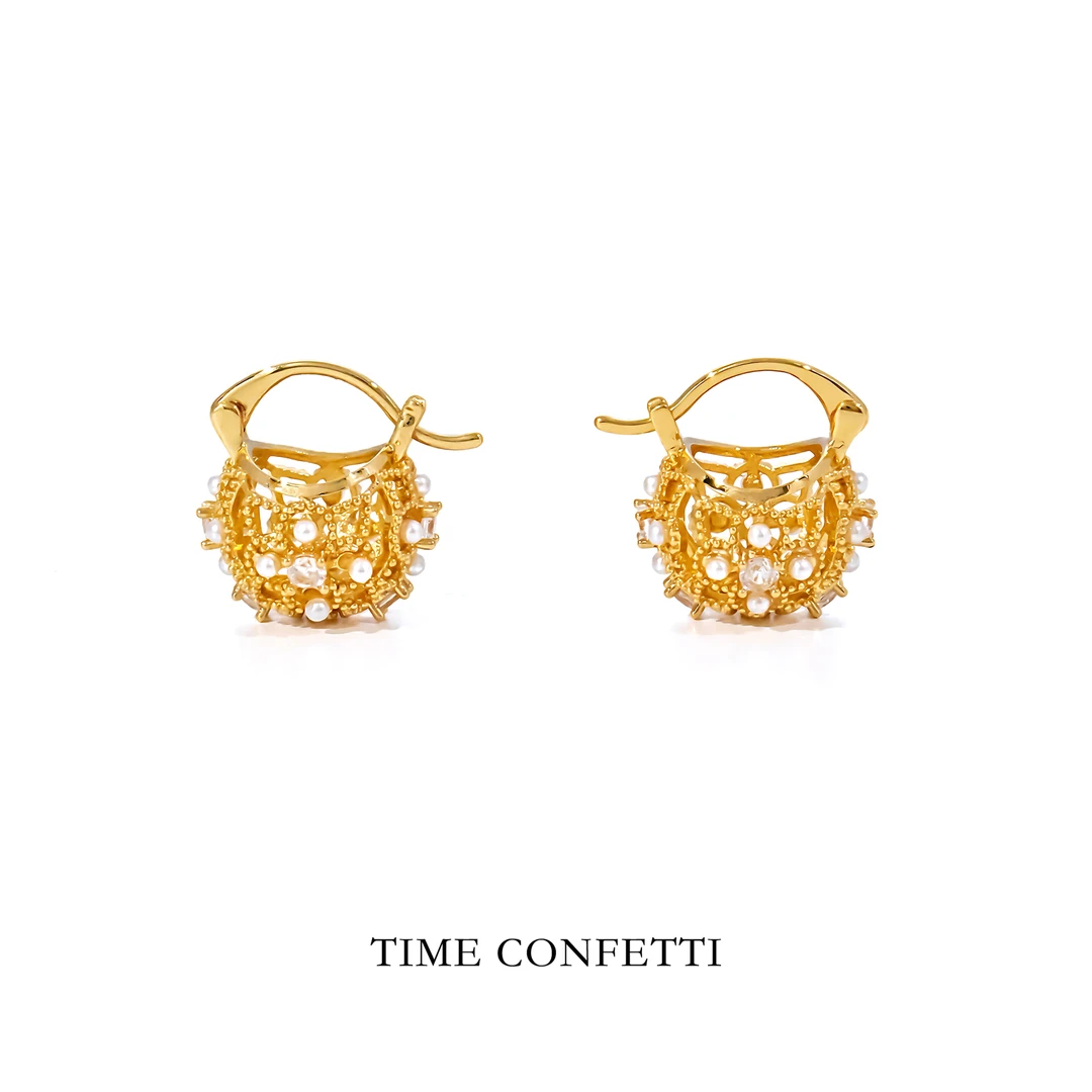 黄铜耳饰 镀K金【孙二娘】气质百搭精致花球耳环TC 11380