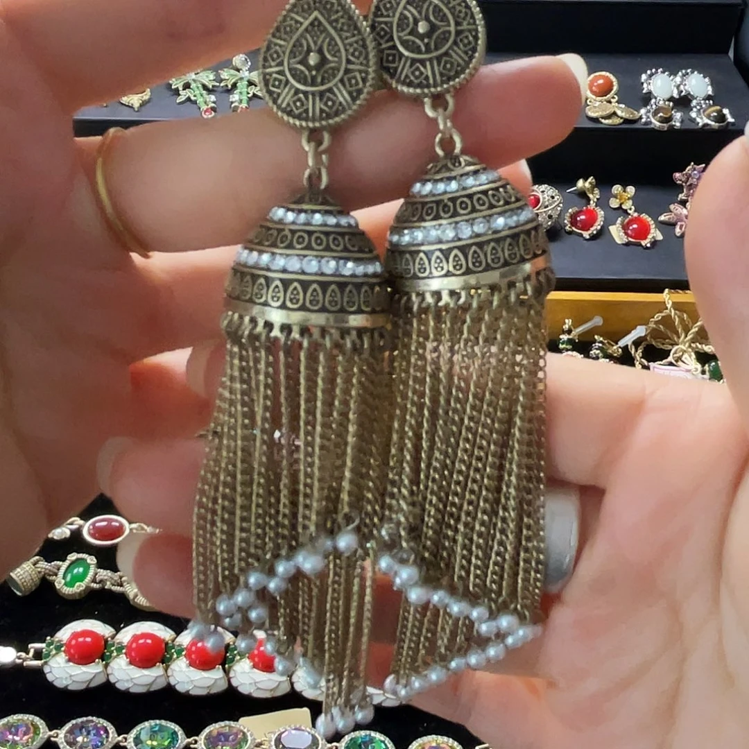 琉璃纯铜合金耳饰