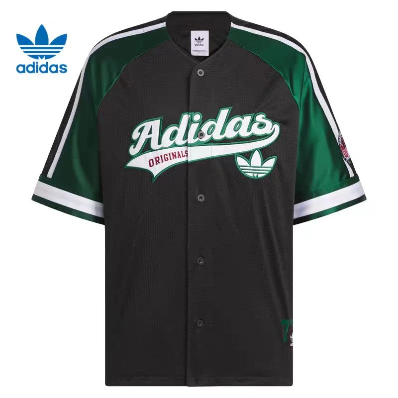 阿迪达斯 三叶草系列SHIRT SS 中性款网布宽松短袖开衫 JN0767#HN