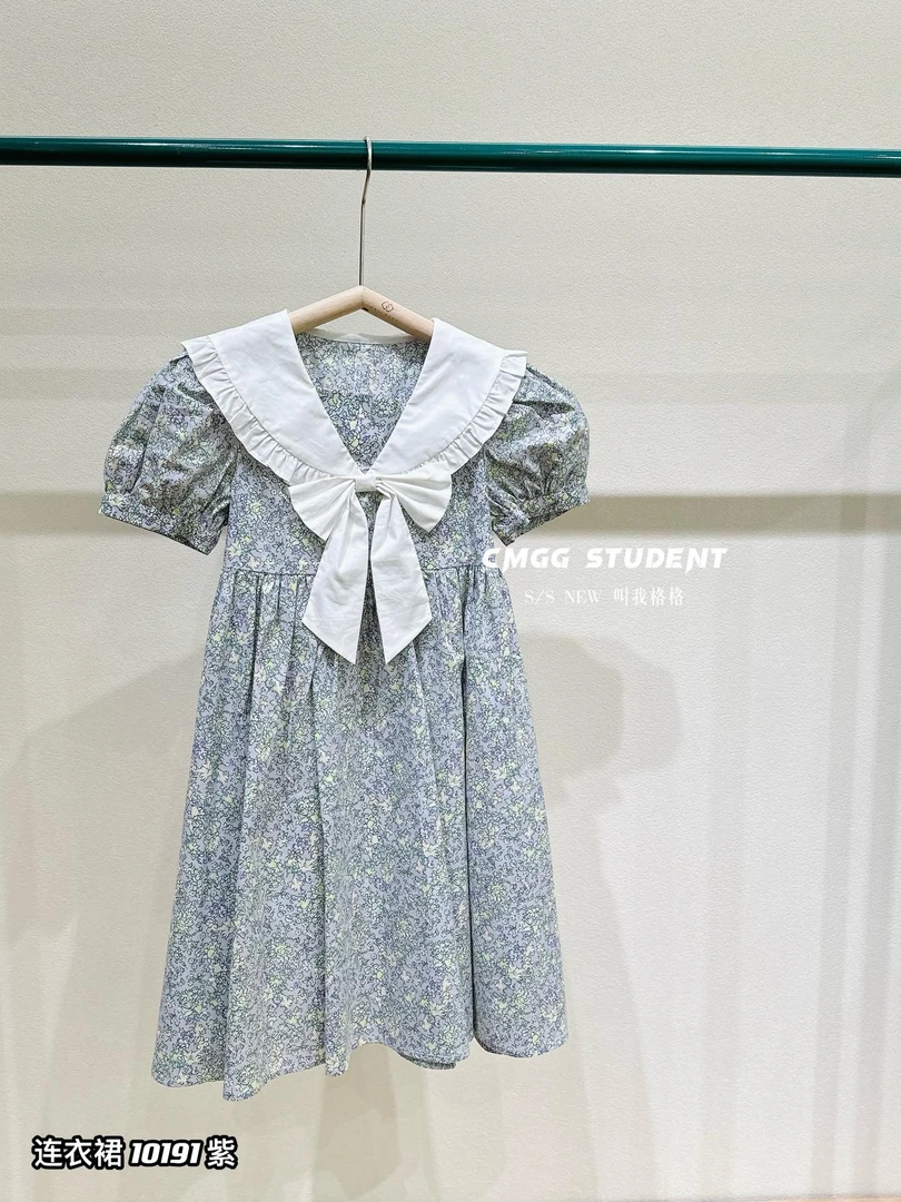 格格家女童洋气夏新连衣裙10191女孩小学生碎花棉布公主 裙子儿童