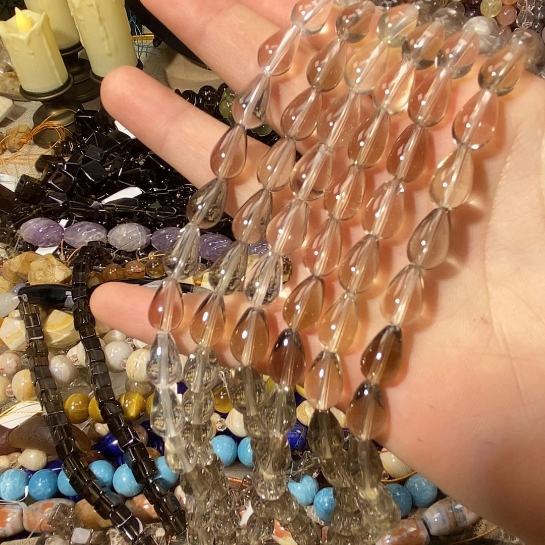 银S925镶嵌珠宝半成品紫晶净体白茶水滴