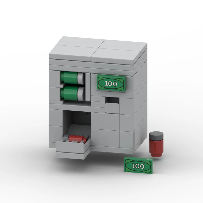 儿童益智拼装小颗粒积木玩具国产创意moc街景饮料自动贩卖机DIY