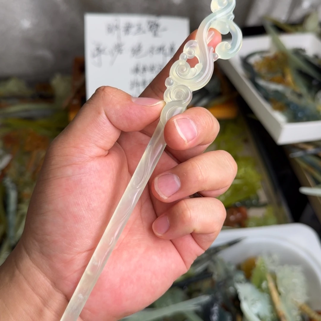 岫玉未镶嵌发饰明君玉簪就是好看