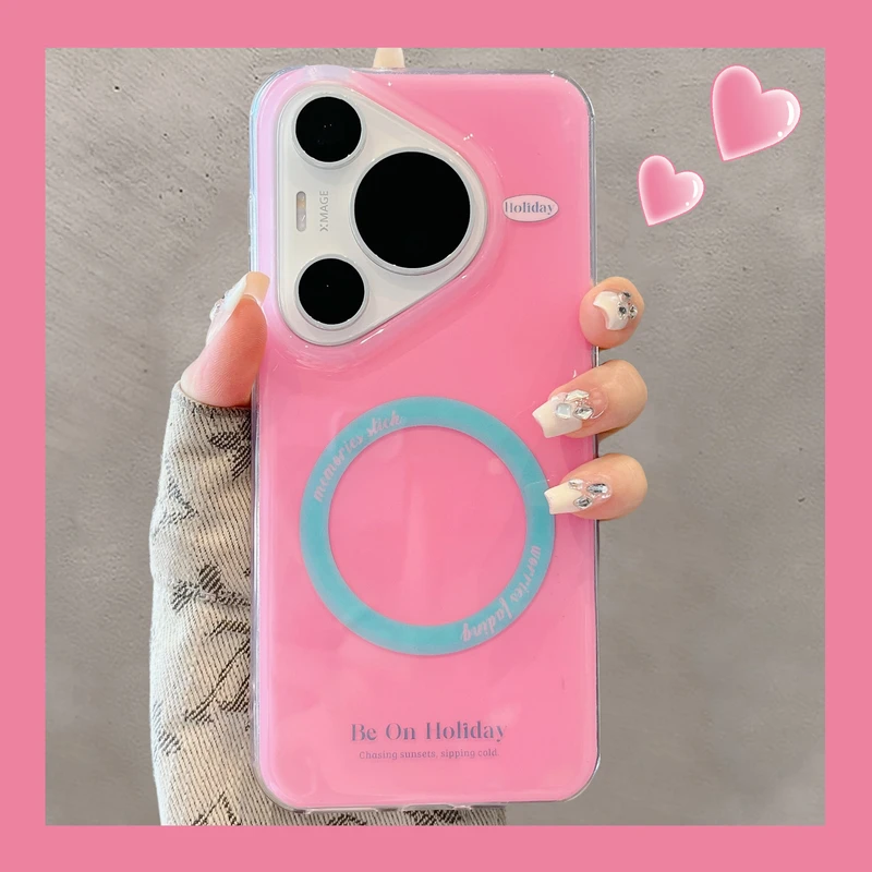 适用华为pura70pro+手机壳Ultra高级感多巴胺磁吸pura80pro纯色女