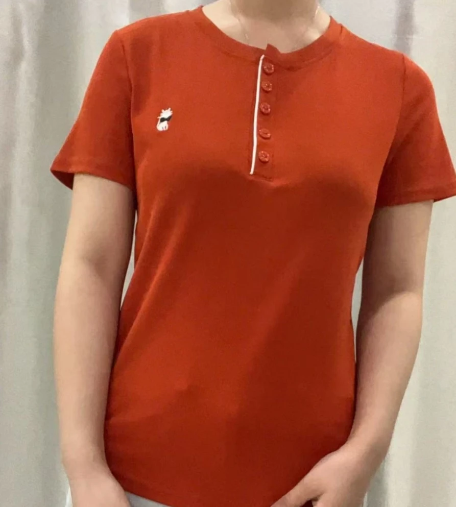 0722 女士眼睛猫刺绣标半袖 LL