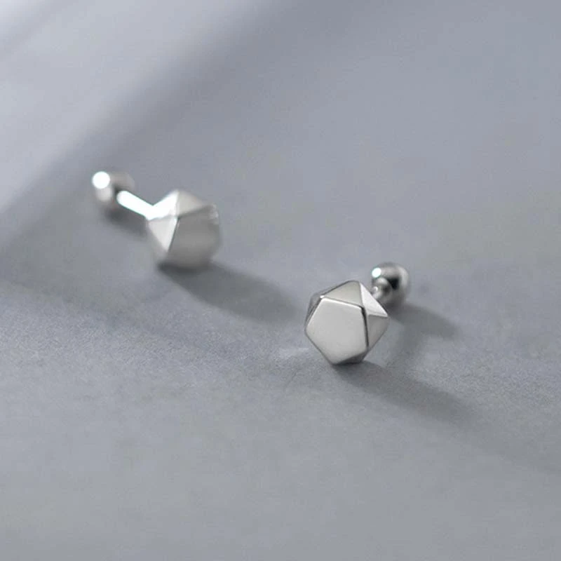 足银耳饰 足银几何耳钉女高级感纯银螺丝耳饰睡觉免摘E410