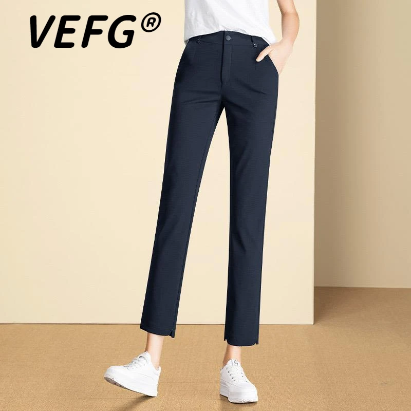 VEFG2025年秋季新款烟管法棍裤高腰显瘦气质休闲小直筒裤九分裤女
