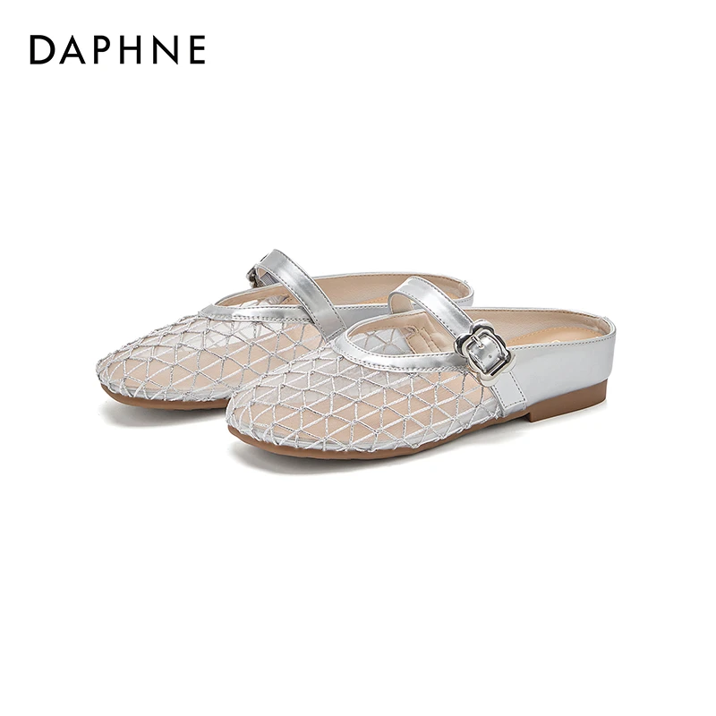 达芙妮包头平底镂空舒适包头拖凉拖软底方头春季透气夏季尖头