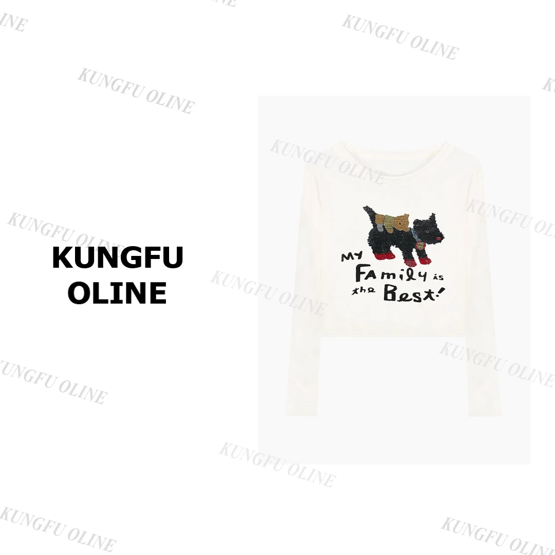 【YY】【小狗防晒】CT3850流行款卡通印花圆领长袖新款潮流休闲上衣