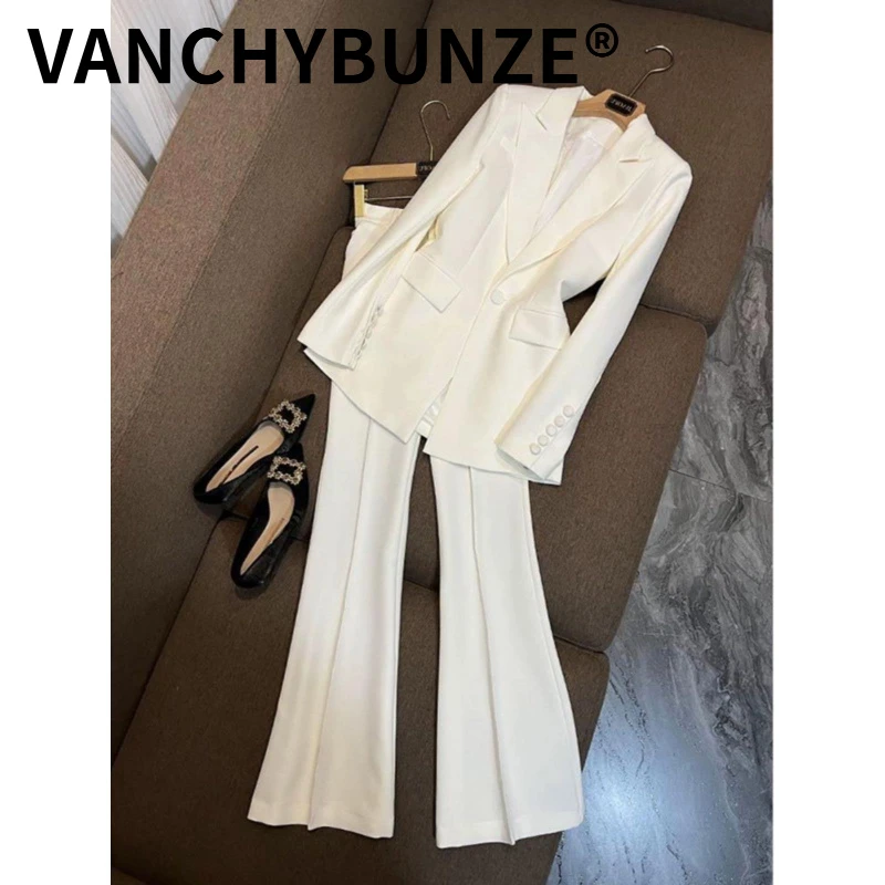 BUNZE时尚套装轻熟风小香风炸街时尚高腰休闲阔腿裤西装两件套女