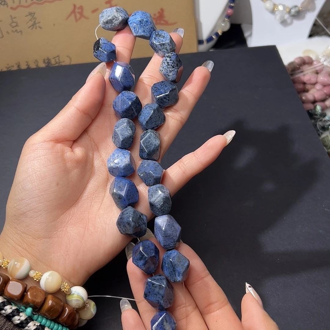 玛瑙/玉髓合金珠宝半成品Y59/13mm蓝纹石一套