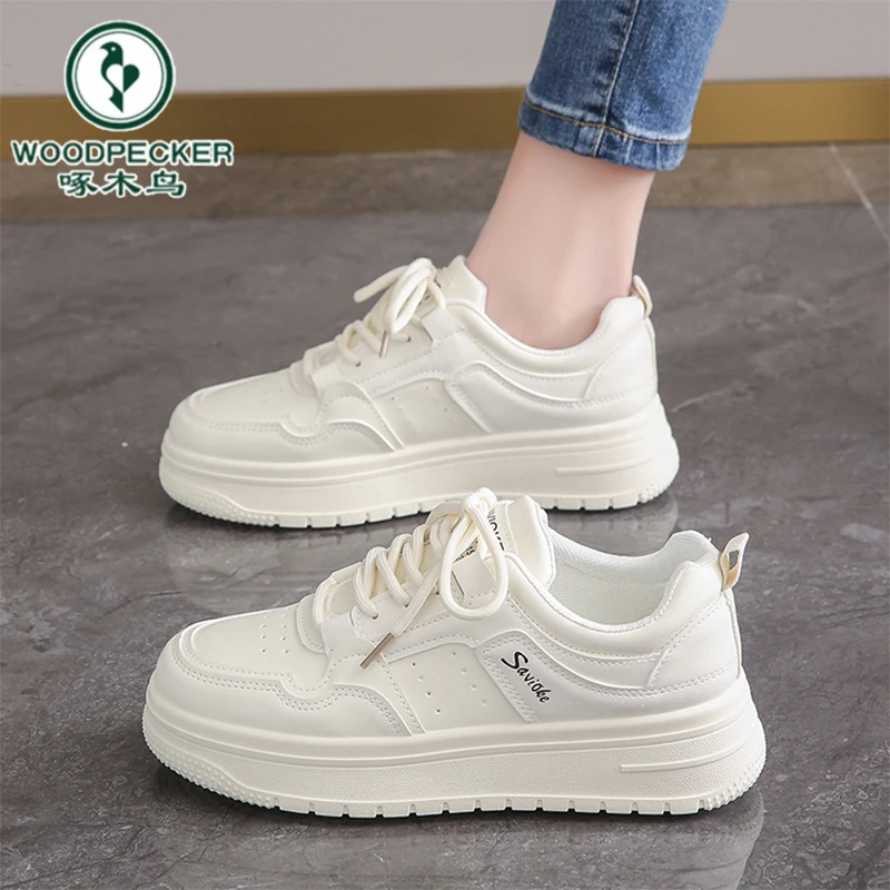 【正品】啄木鸟厚底小白鞋女夏季百搭运动休闲板鞋小个子内增高女鞋