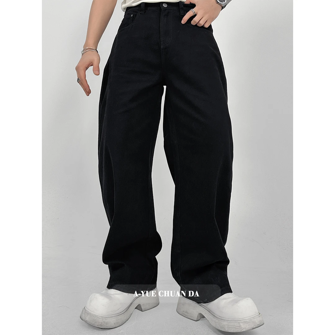 AYUE春季新款潮流美式纯色高级感香蕉裤百搭宽松弯刀休闲长裤裤子