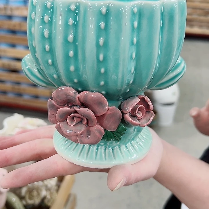 有孔.凑满10元发货多肉陶瓷花盆！