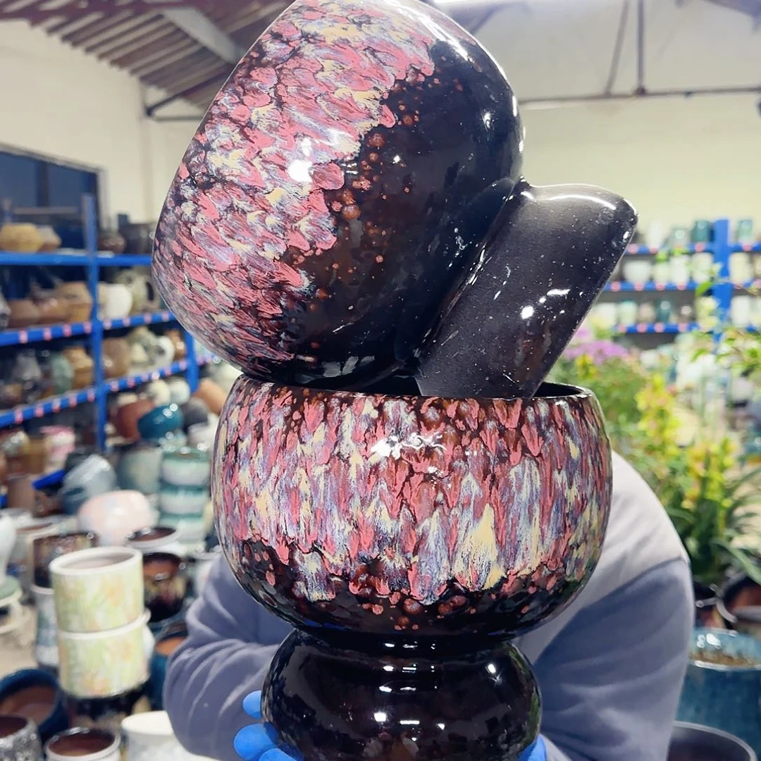 紫砂花盆高20口18