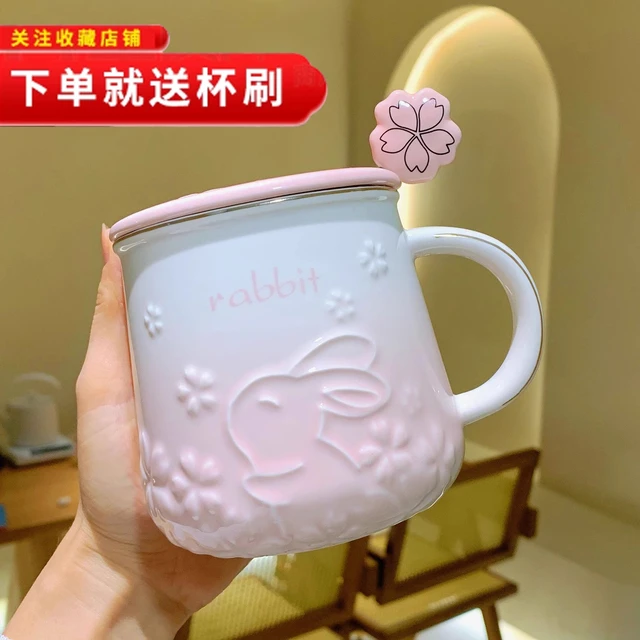 杯子陶瓷带盖带勺子马克杯家用女办公室水杯情侣咖啡早餐牛奶杯男