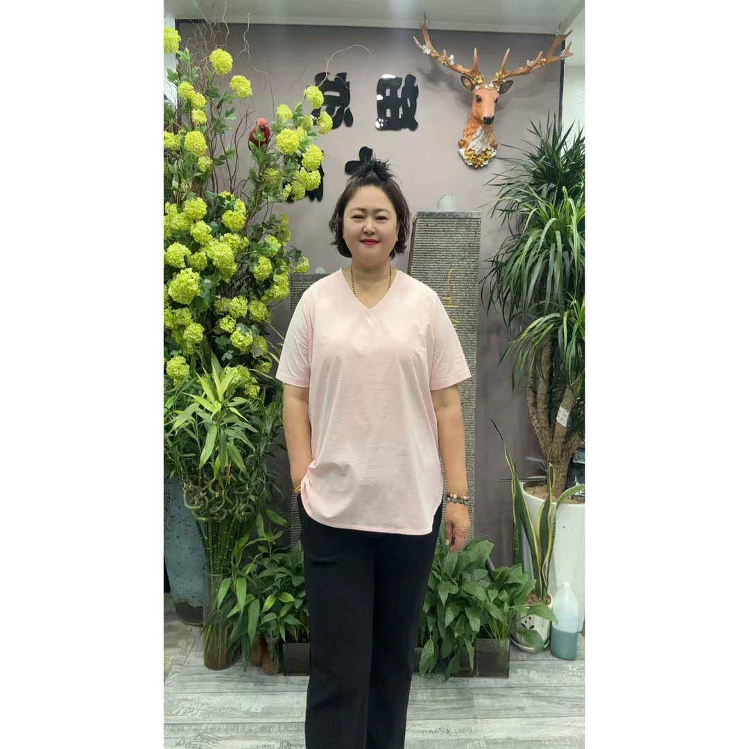【8821】25夏 纯色V领短袖 休闲时尚显瘦 舒适百搭