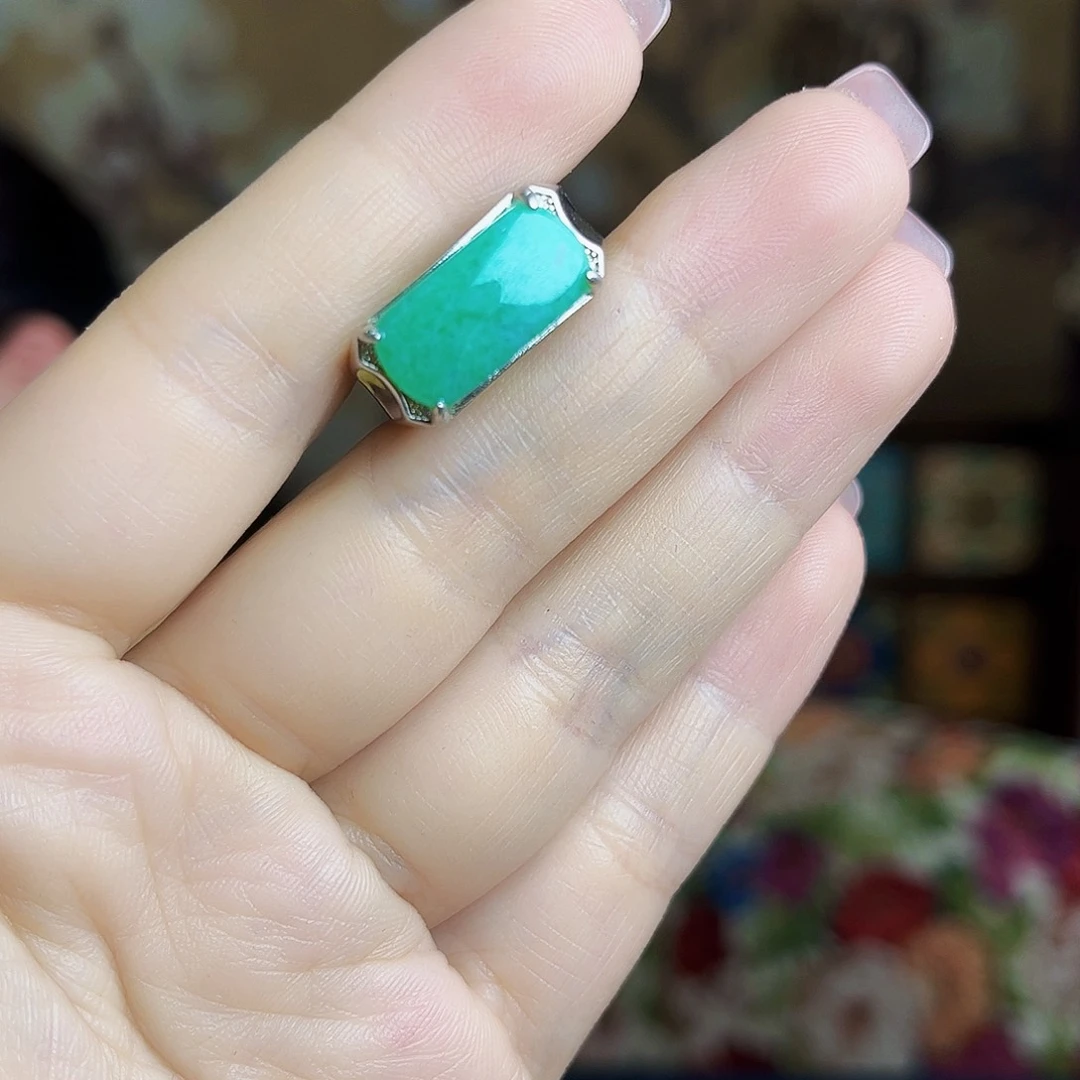 翡翠银S925镶嵌颈饰戒指