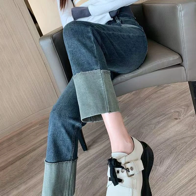 烟管裤2025年夏款女小个子时尚百搭高腰显瘦弹力直筒九分裤牛仔