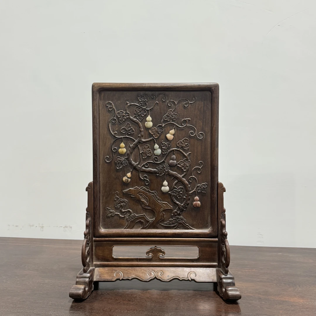 五福临门精座酸枝大插屏 文房实用木器