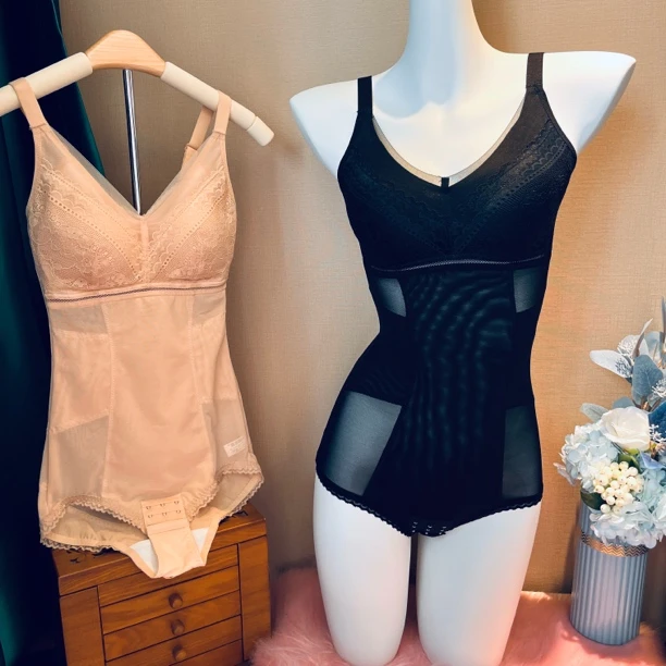 外贸薄韩单夏季薄款收腹美体塑身连体衣无钢圈托胸侧收聚拢吊带女