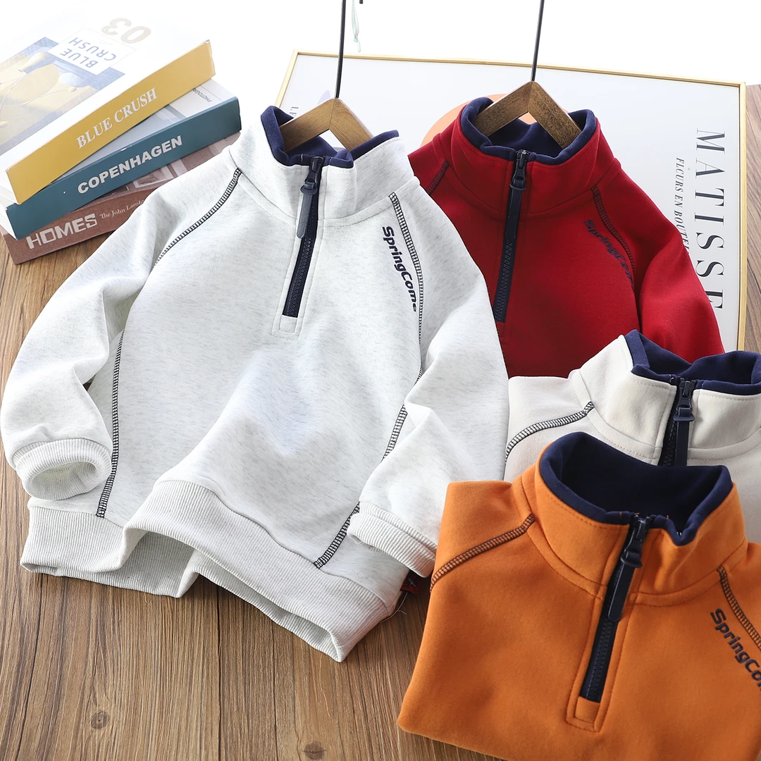 儿童立领春秋卫衣女童男童休闲中大童