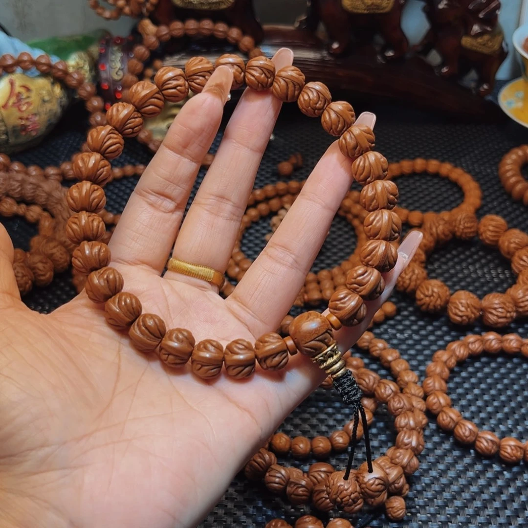本***初桃核手串13顶级双脊龙手持