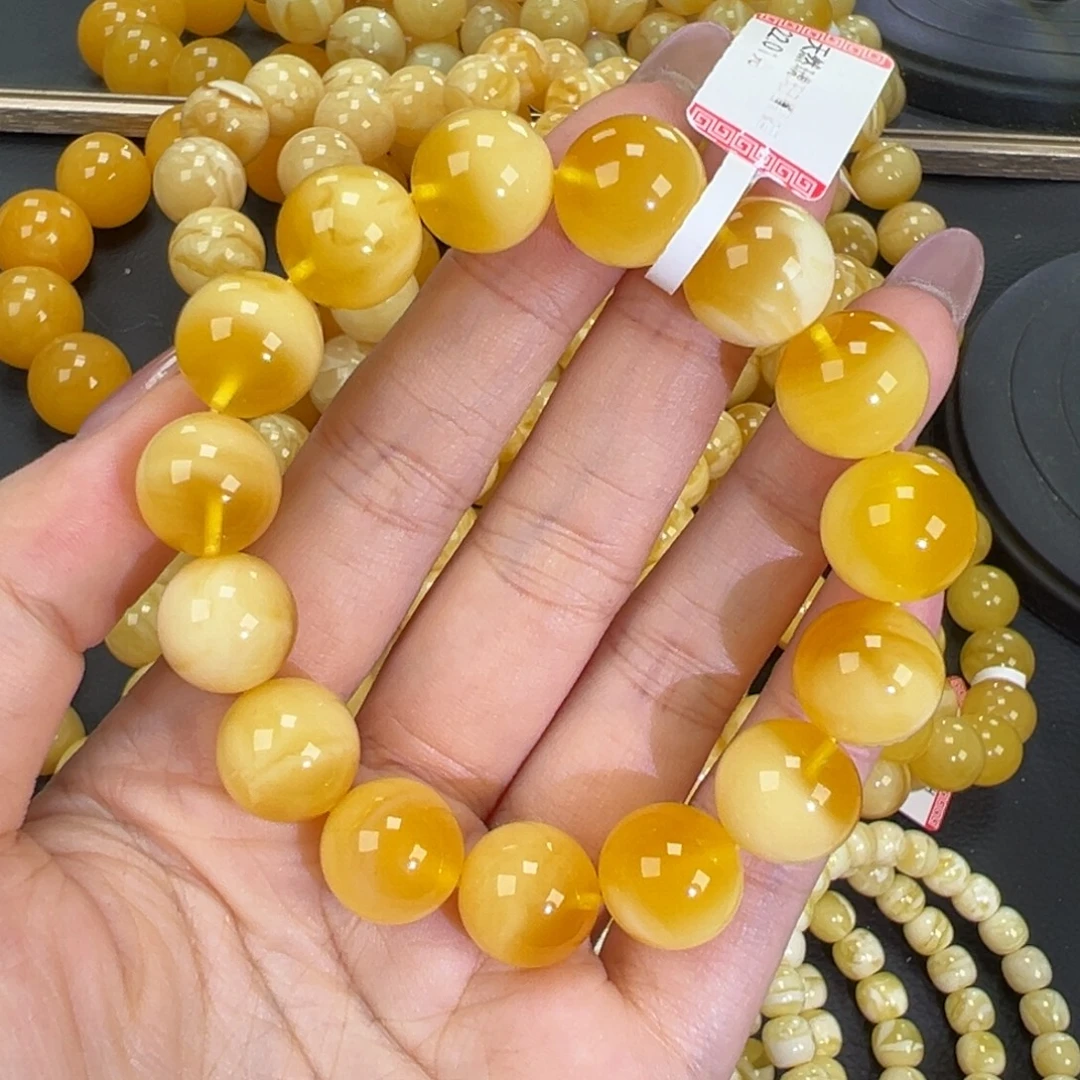 琥珀未镶嵌手链22金白