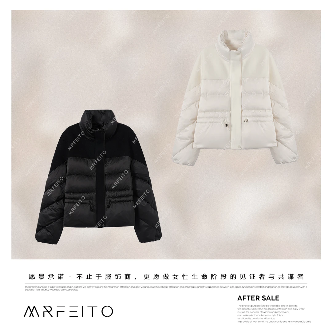 MRFEITO【花辰夕月】90鹅绒高级贵妇感短款羽绒服H97YR02D36050