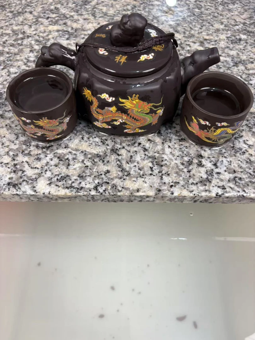 四方龙凤一壶两杯感温变色凤鸣套装