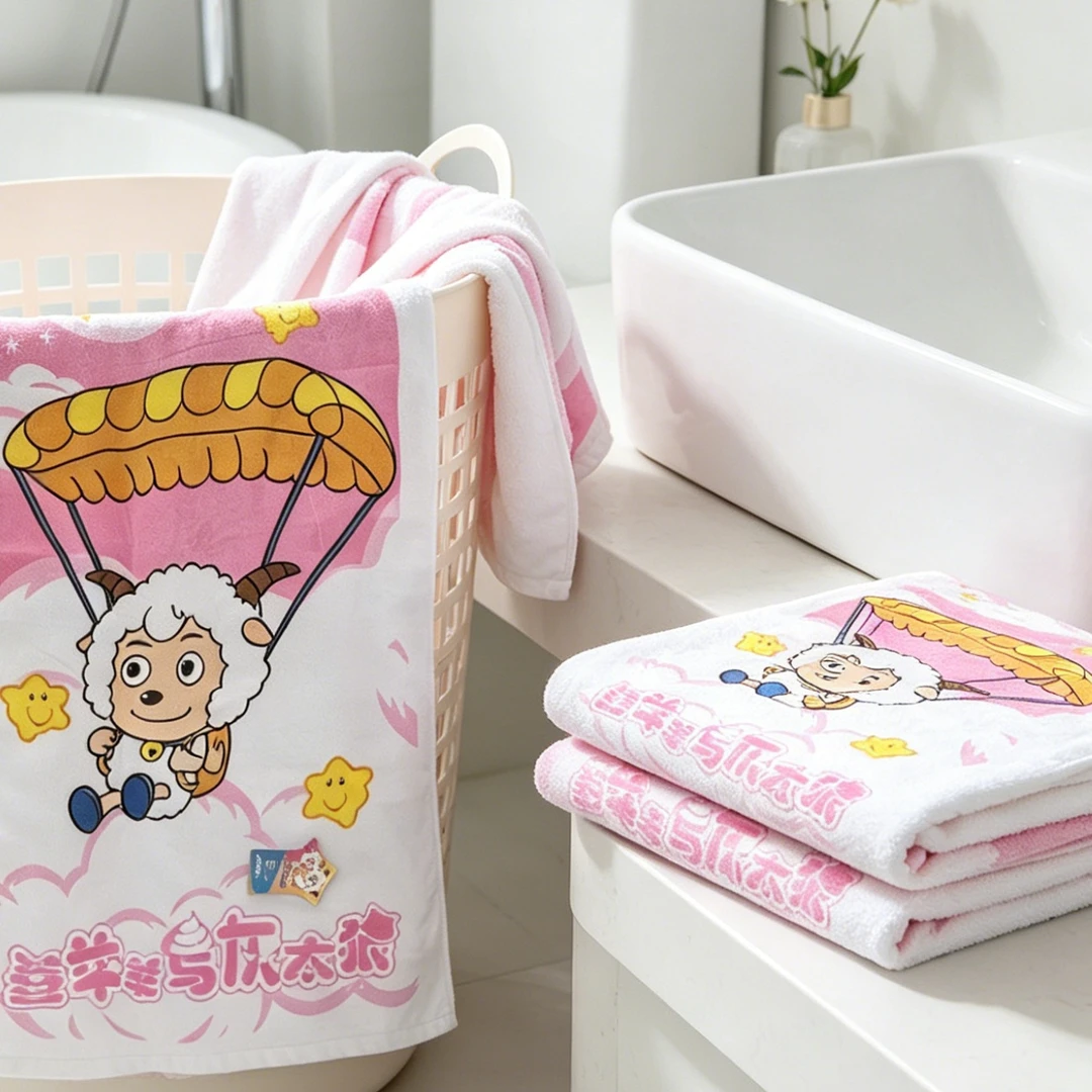 喜羊羊与灰太狼儿童毛巾全棉柔软吸水家用卡通洗脸小浴巾沙滩巾