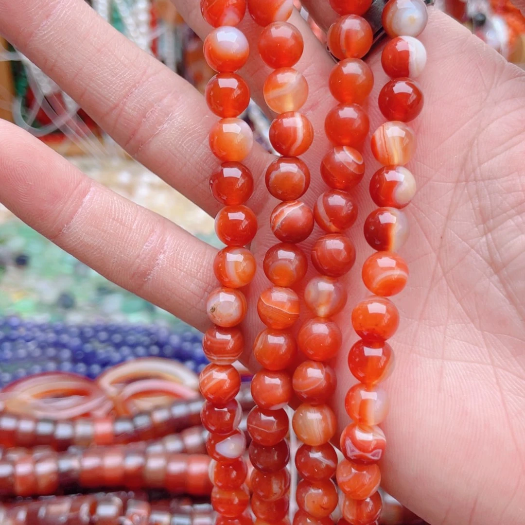 合金玛瑙/玉髓珠宝奇石蚕丝红玛瑙1条卡8