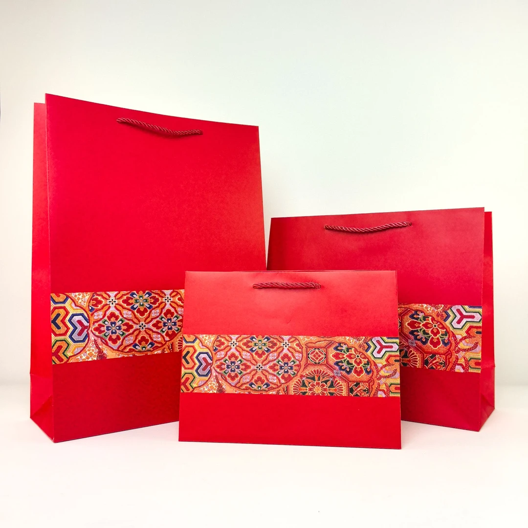 红色加厚手提袋礼品袋中国风喜庆红色过年礼品袋送礼装烟手提袋