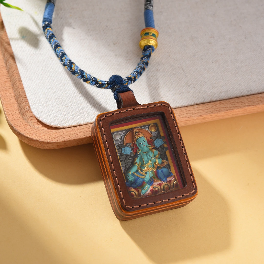 【婉葶珠宝】绿度母擦擦吊坠-手工编绳（含包装礼盒）