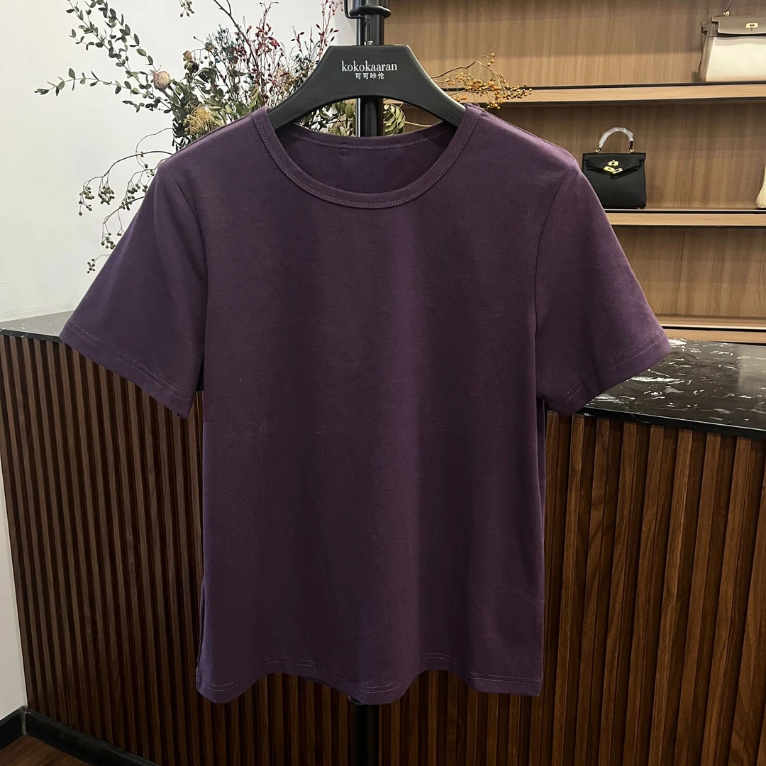 kokokaaran/可可咔伦 净版圆领纯色T恤女夏季显瘦短袖T恤SH241211