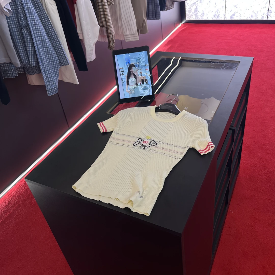 A087【香家】高版本#25N夏季新款#时尚百搭条纹圆领领针织短袖