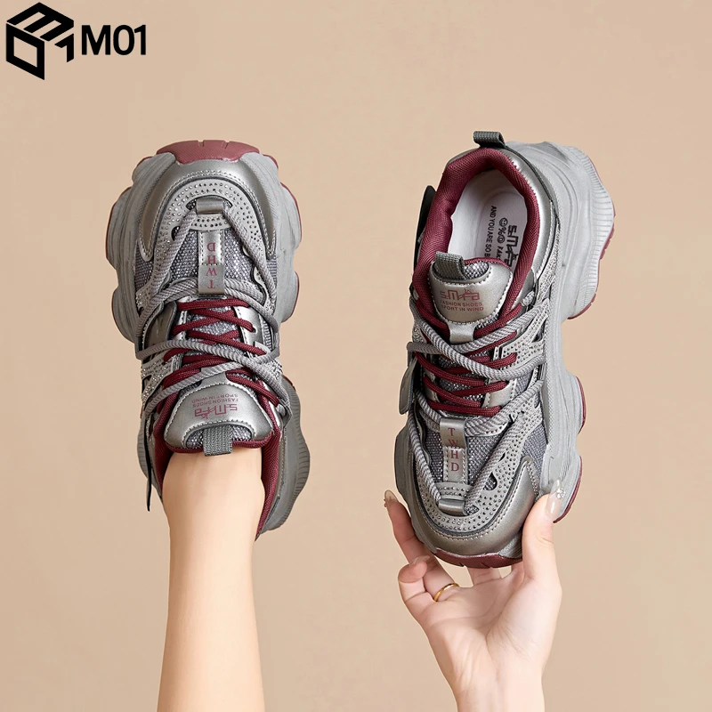 M01老爹鞋女款2025新款春季时尚百搭厚底增高女鞋休闲百搭运动鞋