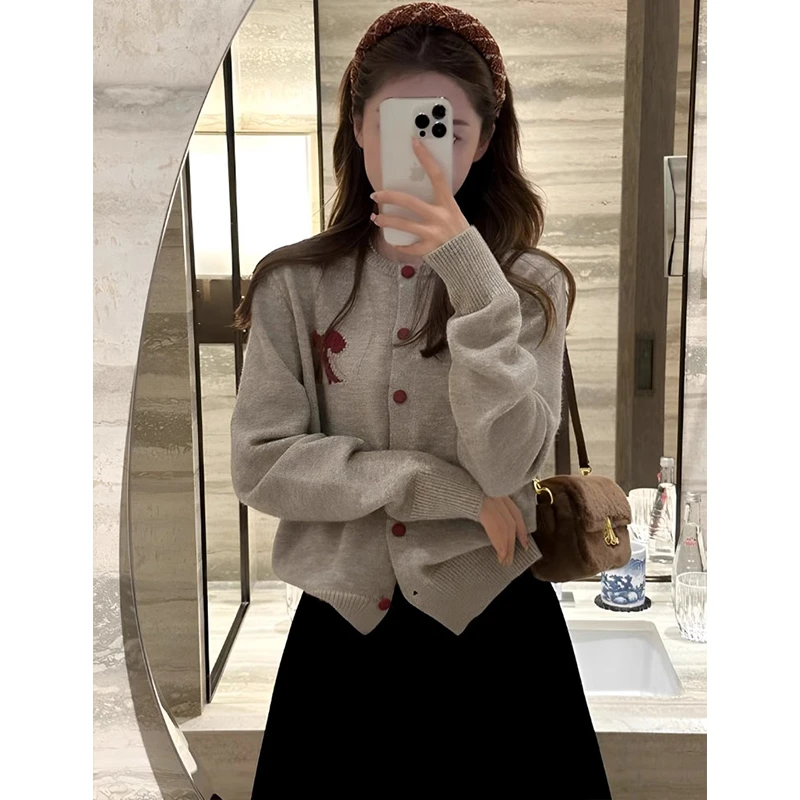 3564蝴蝶结针织开衫女春季超好看内搭上衣今年流行毛衣外套