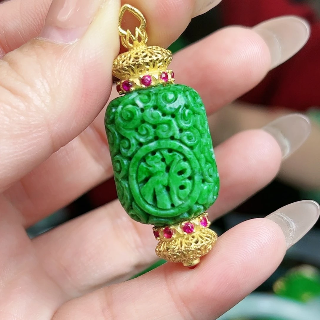 翡翠颈饰银S925镶嵌吊坠