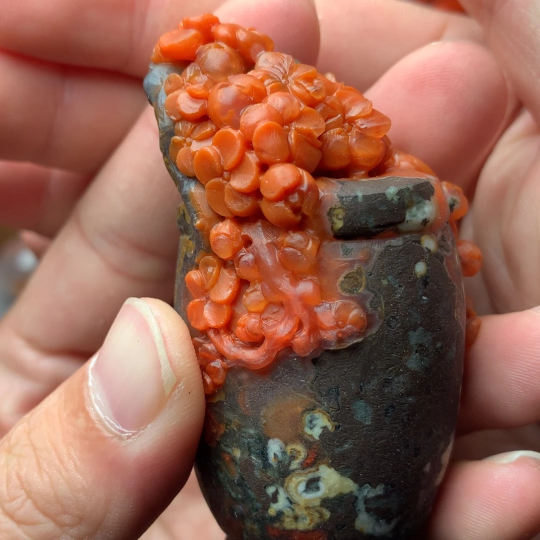 南红玛瑙未镶嵌1啊东寨老南红手把件