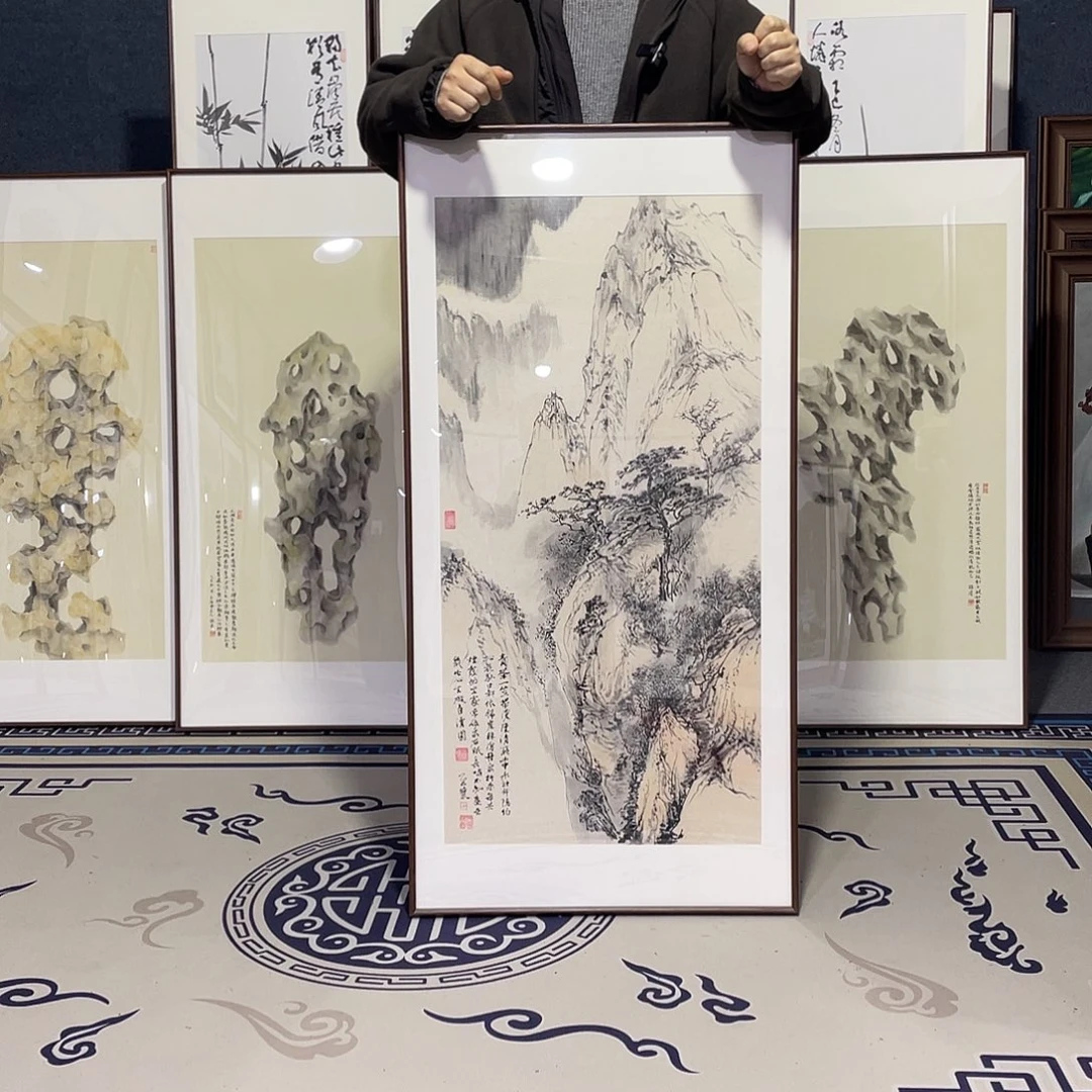 国画手绘画作品带框60/120