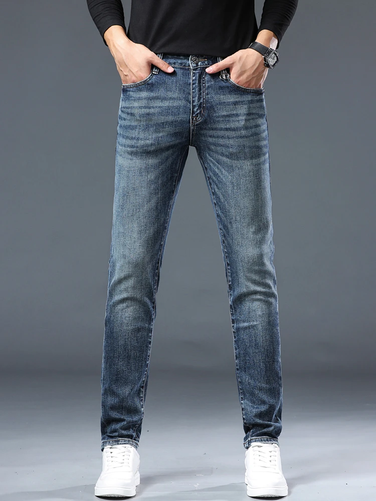 昆加希毕新款香港牛仔裤男弹力休闲百搭潮流欧货轻奢男裤子时尚