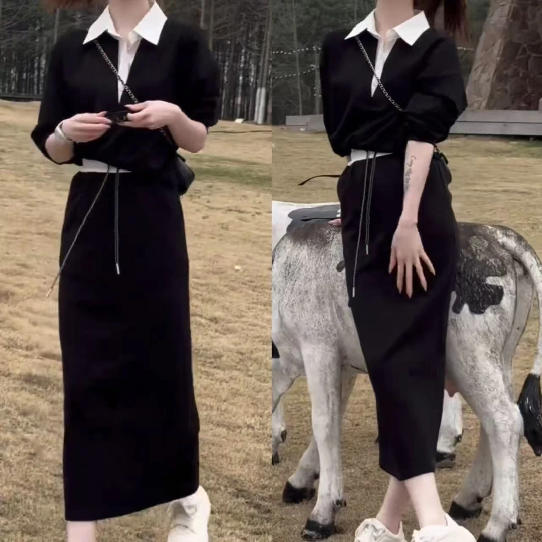 2025春夏新款时尚显瘦气质女士网红洋气两件套百搭款D7955